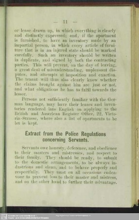 Extract from the Police Regulations concerning Servants