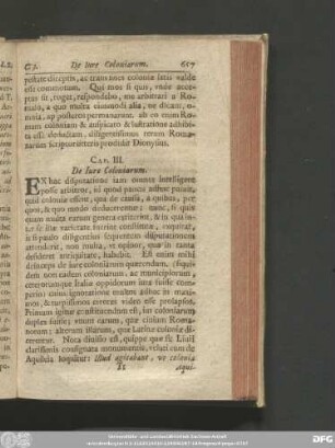 Cap. III. De Iure Coloniarum.