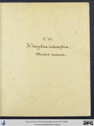 Handschriftliches Titelblatt des gesamten Bandes.