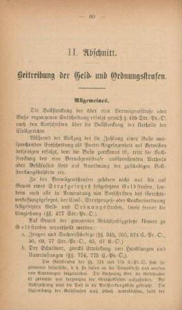 II. Abschnitt. Beitreibung der Geld- und Ordnungsstrafen