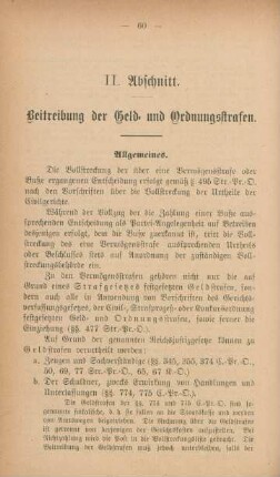 II. Abschnitt. Beitreibung der Geld- und Ordnungsstrafen