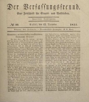 № 99. Cassel, den 12. December 1832.