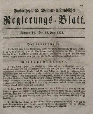 Nr. 14 : 12. July 1822