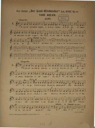 Zwei Vidi Aquam : (von Ostern bis Dreifaltigkeit-Sonntag) ; für Sopran, Alt, Tenor, Bass u. Orgel als Directionsstimme ; op. 80