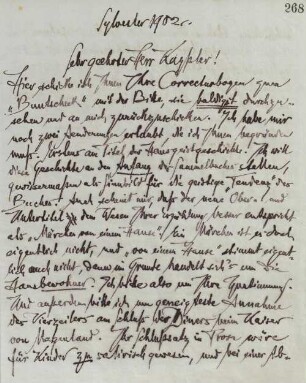 Brief an Friedrich Kayßler