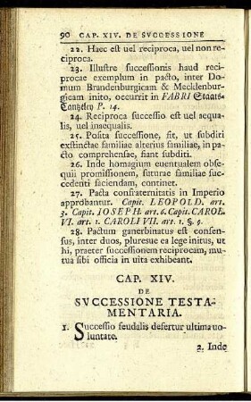 Cap. XIV. De successione testamentaria.
