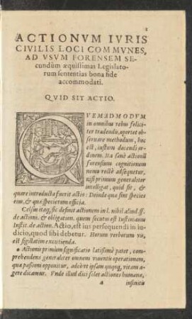 Actionum Iuris Civilis Loci Communes, Ad Usum Forensem Secundum aequissimas Legislatorum sententias bona fide accommodati.