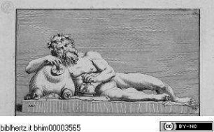 Philippo L. Baroni de Stosch antiquitatis amatori... Nürnberg 1732, Liegender Silen, Vorderansicht der Statue