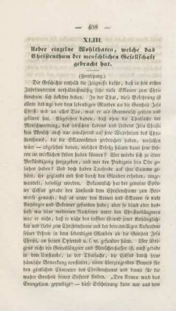 408-419 Ueber einzelnen Wohlthaten, welche das Christenthum der menschlichen Gesellschaft gebracht II. (Fortsetzung)