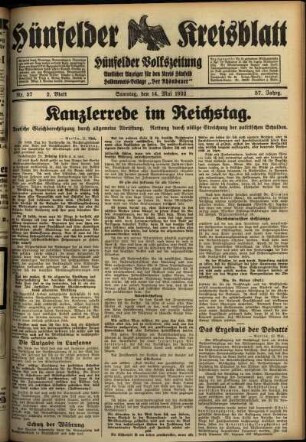 Zweite Ausgabe vom Samstag, den 14. Mai 1932.