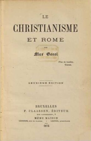 Le Christianisme et Rome
