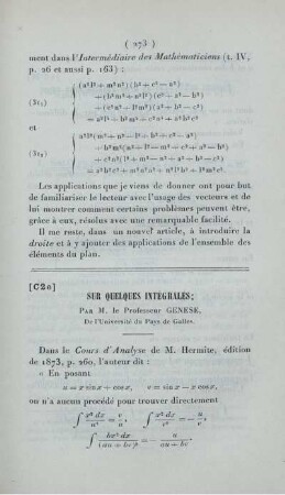 Sur quelques intégrales.
