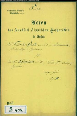 Sprute, Friedrich Nr. 5 zu Schönemark gegen Hofmeister in Vahlhausen