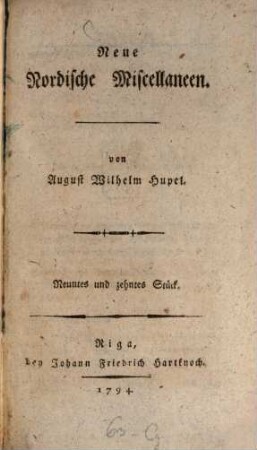 Neue nordische Miscellaneen. 9/10. 1794