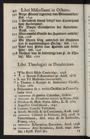 40-46, Libri Theologici in Duodecimo - Libri Miscellanei in Duodecimo