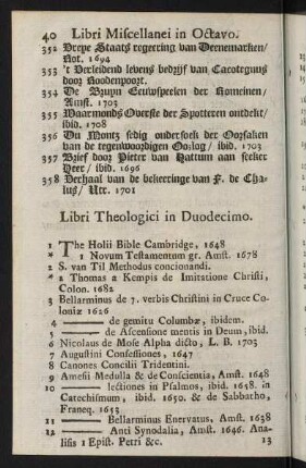 40-46, Libri Theologici in Duodecimo - Libri Miscellanei in Duodecimo