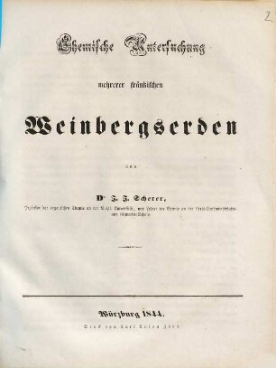 Chemische Untersuchung mehrerer fränkischen Weinbergserden