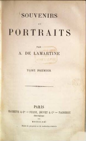 Souvenirs et portraits, 1