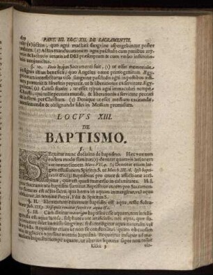 Locus XIII. De Baptismo