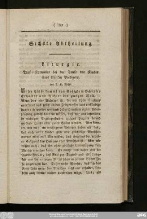 Sechste Abtheilung.