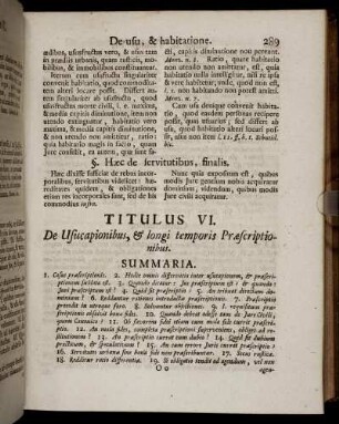 Titulus VI. De Usucapionibus, & longi temporis Præscriptionibus