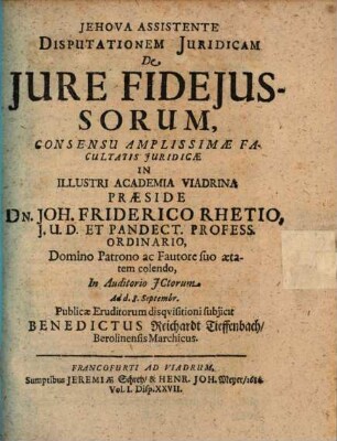 Disp. iur. de iure fideiussorum