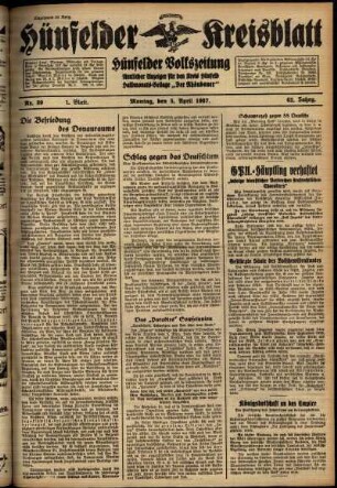 Erste Ausgabe vom Montag, den 05. April 1937.