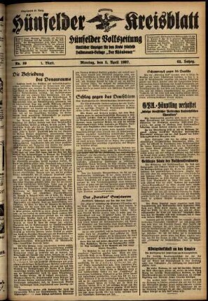 Erste Ausgabe vom Montag, den 05. April 1937.