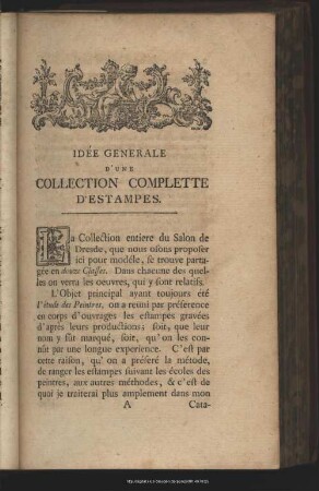 Idée Generale D´Une Collection Complette D´Estampes