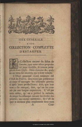 Idée Generale D´Une Collection Complette D´Estampes