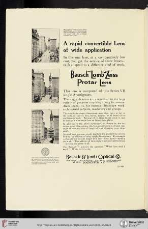 Bausch & Lomb Optical Co. [Bausch & Lomb-Zeiss Protar Lens]