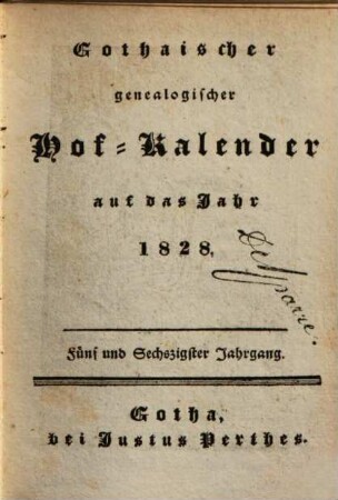 Gothaischer genealogischer Hof-Kalender : auf das Jahr .... 1828, 1828 = Jg. 65