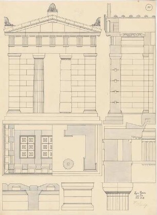 Baukonstruktion:Tempel: Ansicht, Grundriss, Schnitt