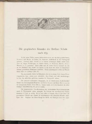 Die graphischen Künstler der Berliner Schule nach 1875.