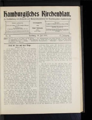 Nr. 29. Hamburg, 19. Juli 1914. 11. Jahrgang.