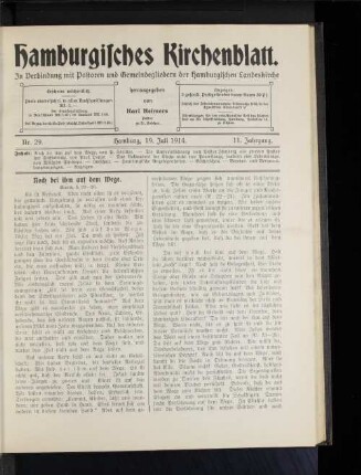 Nr. 29. Hamburg, 19. Juli 1914. 11. Jahrgang.