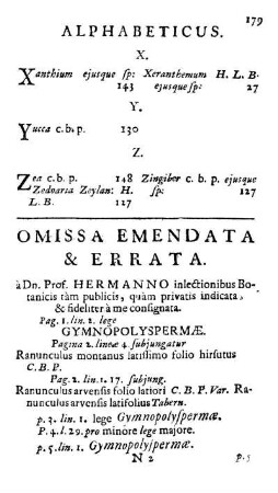 Omissa emendata & Errata