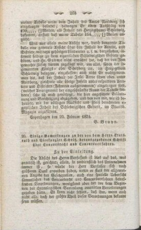 20. Einige Bemerkungen zu der von dem Herrn Statsrath und Vicekanzler Scholz, herausgegebenen Schrift über Concursrecht und Concursverfahren.