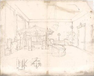 Seeberger, Gustav; München; Residenz, Königsbau, Zeichnungen - Perspektive, Details