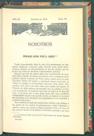 Horacio como poeta lírico