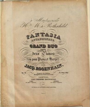Fantasia appassionata : grand duo pour deux pianos (ou pour piano et harpe) ; op. 40