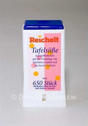 Verpackung für Süßstofftabletten der "Reichelt" Eigenmarke