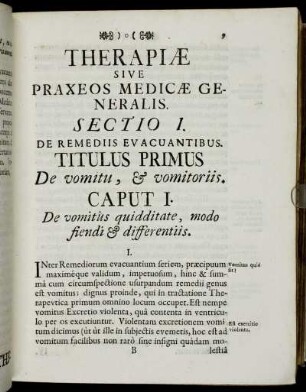 Caput I. De vomitûs quidditate, modo siendi & differentiis.