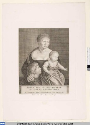 Die Familie Hans Holbeins d. J., Elsbeth Holbein mit den beiden älteren Kindern Philipp und Katharina