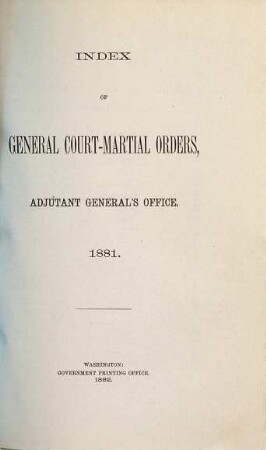 General court-martial orders no. .... 1881