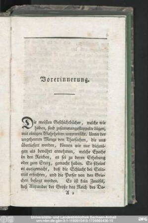 Vorerinnerung.