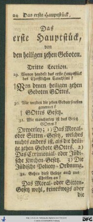 Das erste Hauptstück, von den heiligen zehen Geboten.