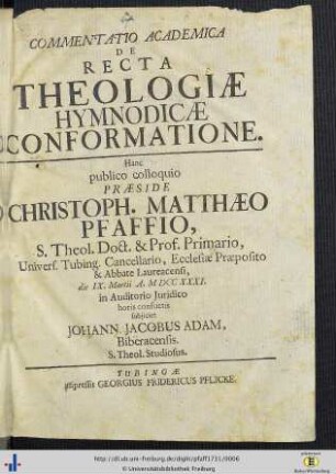 Commentatio Academica De Recta Theologiae Hymnodicae Conformatione
