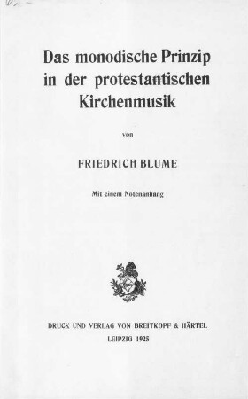 Das monodische Prinzip in der protestantischen Kirchenmusik