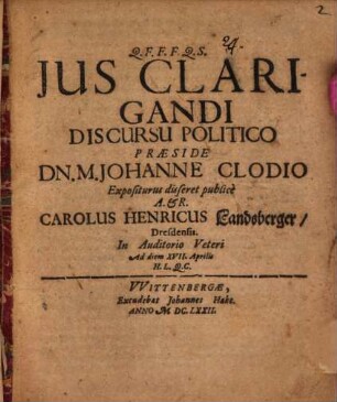 Ius clarigandi, discursu politico